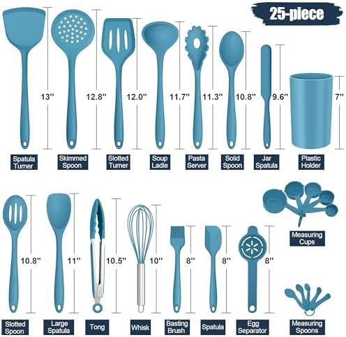 E-far Silicone Cooking Utensils Set, 25 Piece Kitchen Utensils with