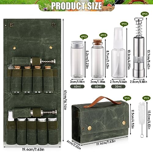 TOBWOLF Portable Spice Bag, 8 Jars, Green