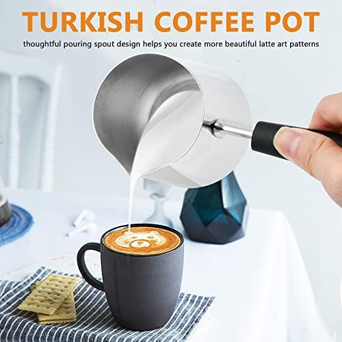 Set of 2 Milk Warmer Pot, 11.83 oz/30.43 oz Turkish Coffee Pot