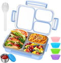 KHOXU Stainless Steel Lunch Box for Kids, Bento Box Adults, 28oz Blue
