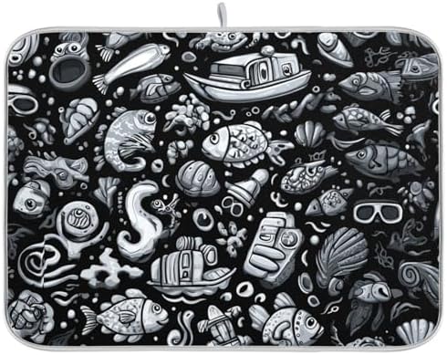 OTVEE Diving Equipment Art Dish Drying Mat for Kitchen Counter