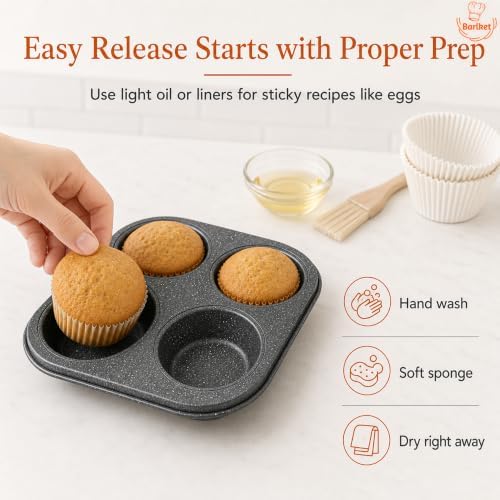 4-Cup Muffin Pan, Air Fryer Toaster Oven Muffin Tin Total 12 Cups