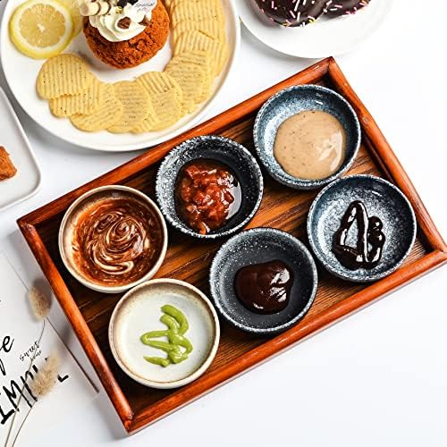 Ceramic Soy Sauce Dish set, Dipping Bowls Set of 6, Chip and Dip