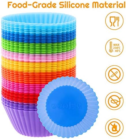 54 Pack Silicone Muffin Cups, Selizo Silicone Cupcake Baking Cups