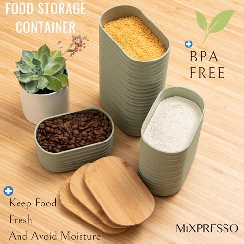 Mixpresso 3 Pcs Green Canisters Sets for the Kitchen, Coffee