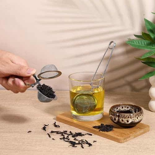 30 Pcs Snap Ball Tea Strainer with Handle, Metal Stainless Steel Fine