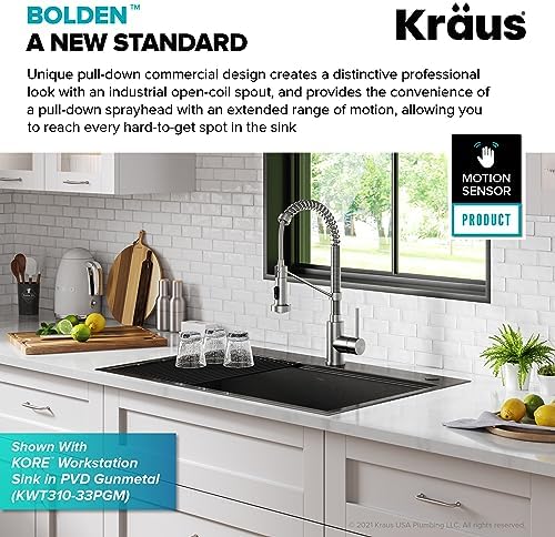 KRAUS 18 in Stainless Steel Touchless Kitchen Faucet KSF-1610SFS