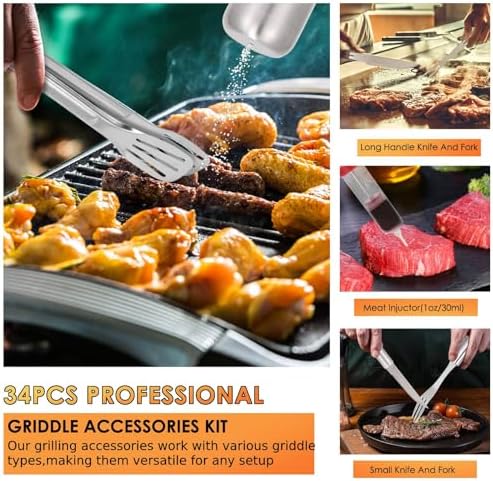 Yoehka 34-Piece BBQ Grilling Accessories Set, Brown