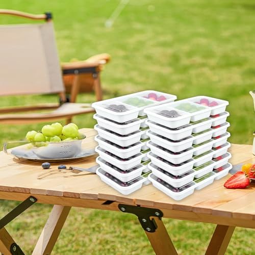20 Sets Reusable Snack Containers Meal Prep Containers 3 Compartment