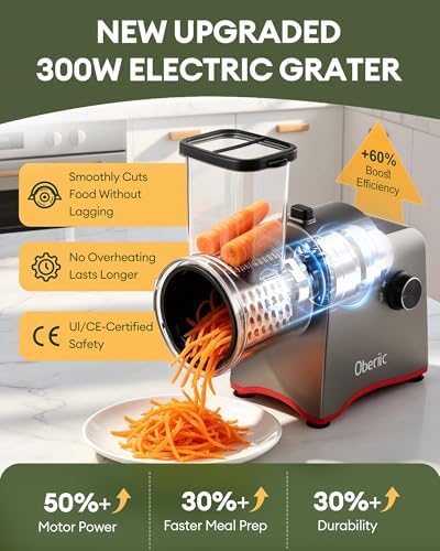 300W Electric Cheese Grater with 5 Stainless Steel Blades