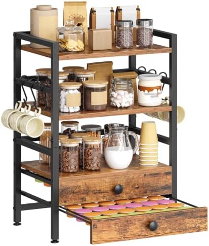 HOOBRO 5-Tier Coffee Mug Holder, Coffee Bar Organizer for Countertop