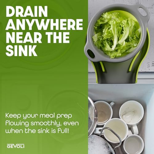 Gevoli 3-Pack Collapsible Colanders with Self-Draining Base, Over