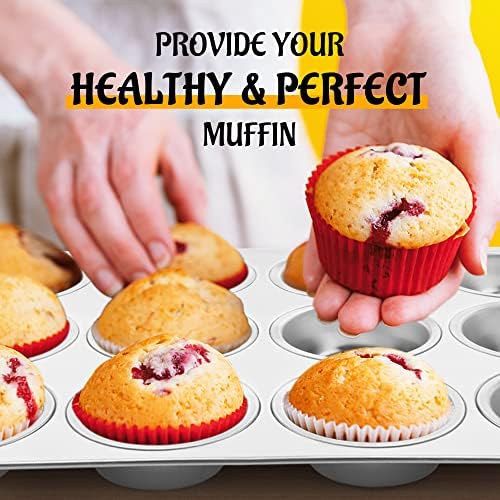 E-far Muffin Pan 12-Cup, 2-Pack Stainless Steel Cupcake Pan for Oven