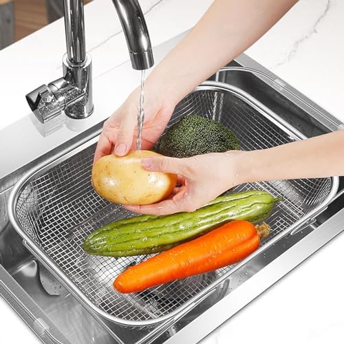 Retractable Drain Basket Fine Mesh Expandable Sink Colander Stainless