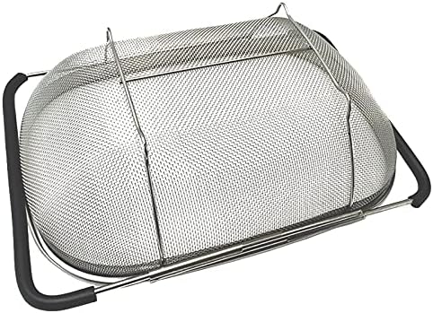 Over The Sink Stainless Steel Oval Colander with Expandable Rubber