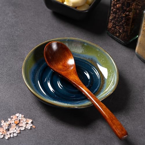 Ceramic Spoon Rest for Stove Top, 5 Inch Spoon Holder for Kitchen