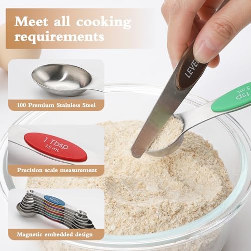 Magnetic Measuring Cups and Spoons Sets Stainless Steel Measuring Cup