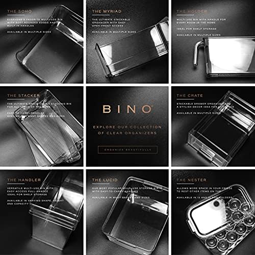 BINO | Stackable Storage Bins, Small - 4 Pack | The Stacker Collection | Clear Plastic Storage Bins | Organization and Storage Containers for Pantry & Fridge | Multi-Use Organizer Bins | BPA-Free
