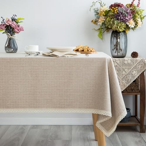 GLORY SEASON Textured Tablecloth Linen-Look Rustic Burlap Style