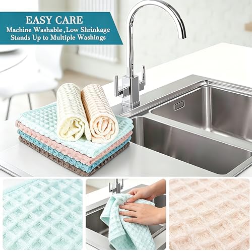 vfaejll Kitchen Towels Set 6 Pack, 100% Cotton Waffle Weave Dish