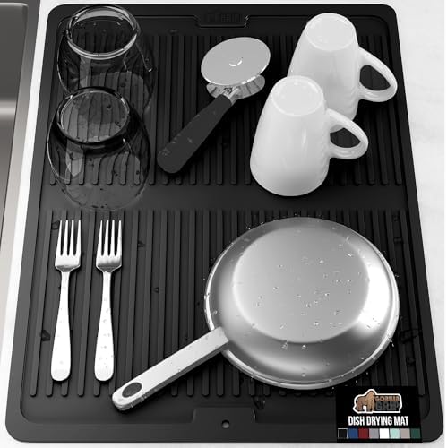 GORILLA GRIP Patented BPA-Free Silicone Dish Drying Mat, 18x24, Black