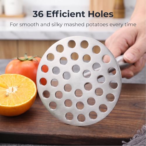 Potato Masher +Peeler 2 in 1 Set 304 Stainless Steel with Ergonomic