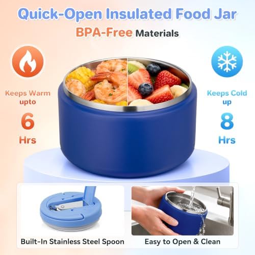 Bento Lunch Box for Kids with 8oz Soup Thermo,Kids Leakproof Lunch