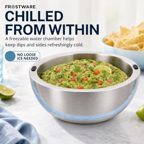 Dip Chiller Bowl with Lid, 35 oz Insulated Cold Serving Bowl