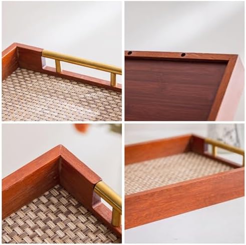 17.7x12in Wood Serving Tray with Handles Suitable for Coffee Tables