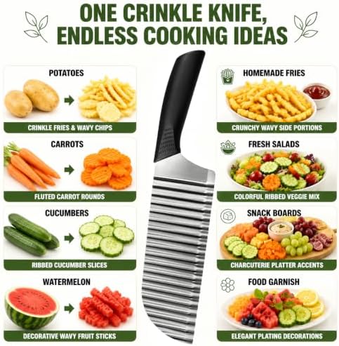 Stainless Steel Crinkle Cutter, Wavy Potato Slicer Wave Chopper with