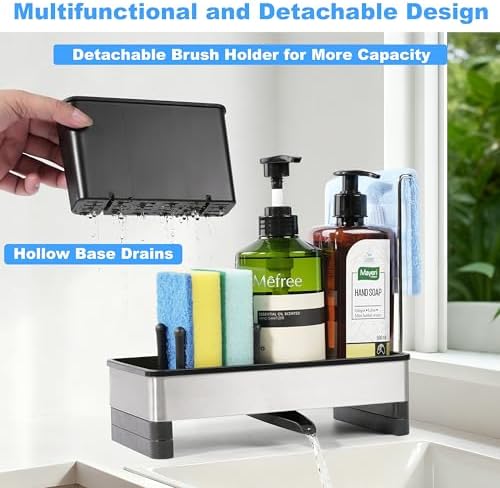 Sponge Holder for Kitchen Sink Caddy Organizer, Dish Brush Holder