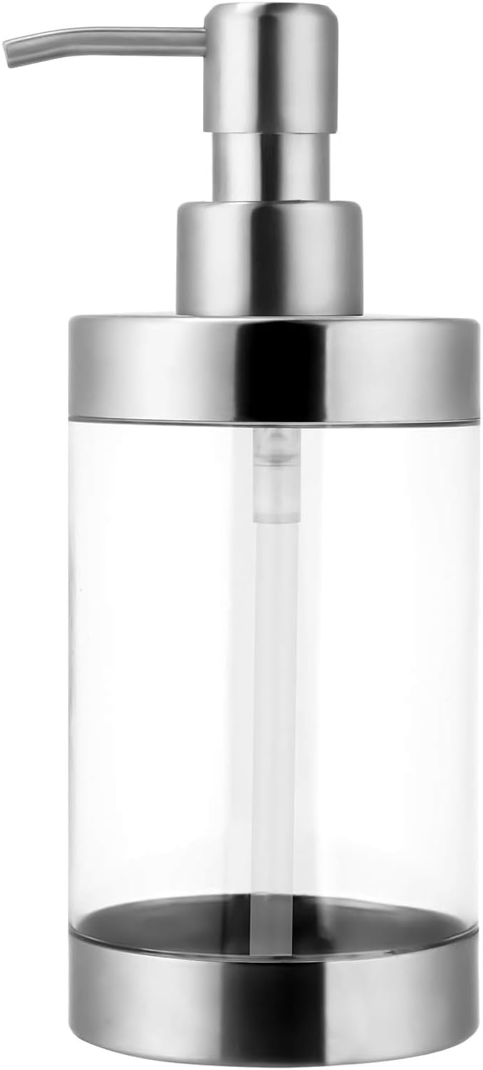 Dish Soap Dispenser Stainless Steel Case Acrylic Liner Hand Pump Dispenser by Lenpestia