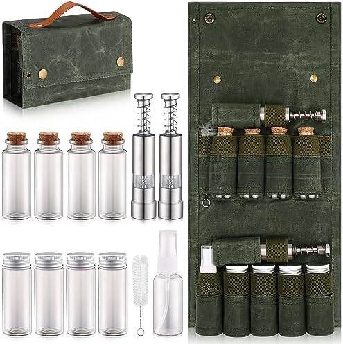 TOBWOLF Portable Spice Bag, 8 Jars, Green