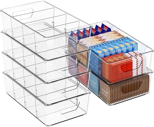 Clear Stackable Snack Organizer Bins, 6 Pack