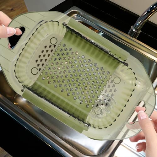 Expandable over Sink Colander Basket, PET Drain Strainer for Pasta