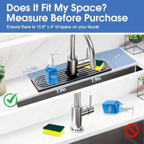 Fast Drying Stone Faucet Mat for Kitchen Sink with Raised Feet, Quick