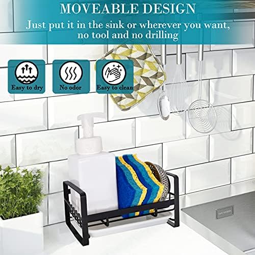 VANTEN Kitchen Sink Caddy, Matte Black Stainless Steel