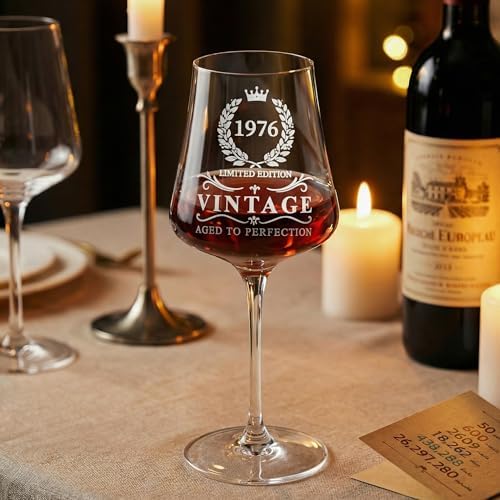 50th Birthday Gifts for Women, 15oz Vintage 1976 Wine Glass Set