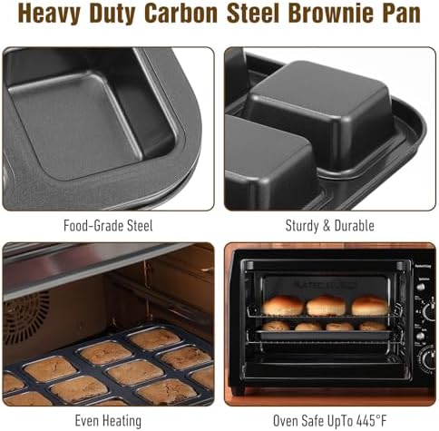 2 Pack Mini Brownie Pan with Dividers, Brownie Bite Pan, 12 Cavity