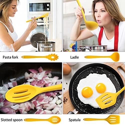 11-Piece Yellow Silicone Kitchen Utensils Set