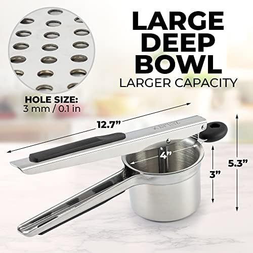 Zulay Kitchen Large 15oz Potato Ricer, Heavy Duty Stainless Steel