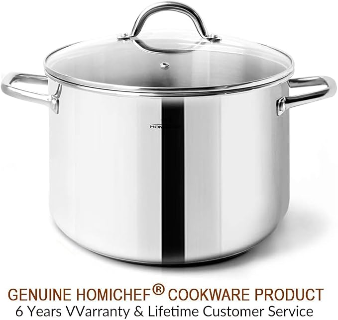 HOMICHEF Stock Pot 6 Quart Nickel Free Stainless Steel - 6 Qt Soup Pot - Small - Image 7