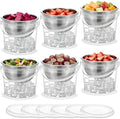 6 Pack 34 oz Chilled Dip Bowl and 68 oz Ice Bowl Base with Handle, Stainless Steel Ice Chilled Serving Dish Iced Salad Bowl Set for Chilled Pasta Salads Dips Potato Dressing BBQ Party Favor