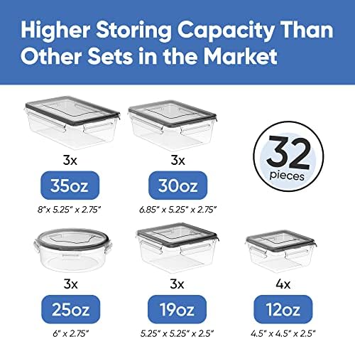 Chef's Path 32 Piece Airtight Food Storage Containers with Easy Snap