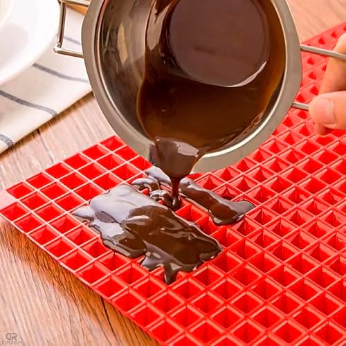 Red Silicone Baking Mat, 16 x 11.42 In, Non-Stick, Pyramid Design