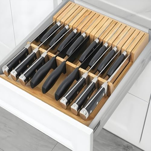 Knife Drawer Organizer, Bamboo Knife Block