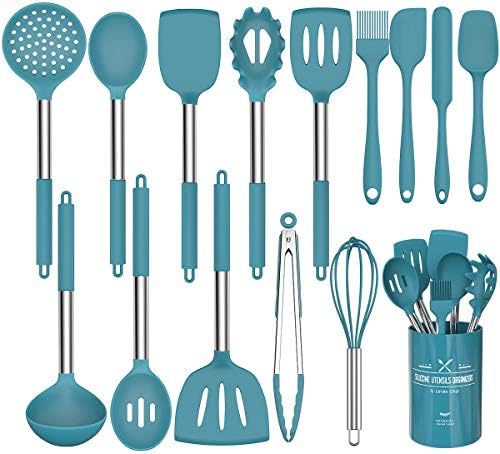 Umite Chef Silicone Cooking Utensils Set, 15 Pcs, Blue