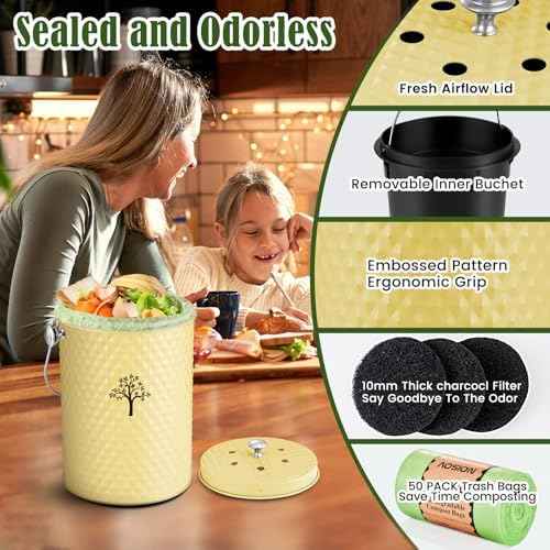 AOSION Countertop Kitchen Compost Bin with Removable Inner Bucket
