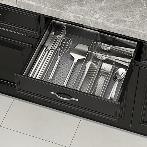 JANE EYRE Expandable Utensil Drawer Organizer, Silver