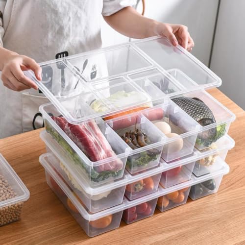 Ciieeo Food Storage Container with Lid Divided PP Fridge Organizer Box